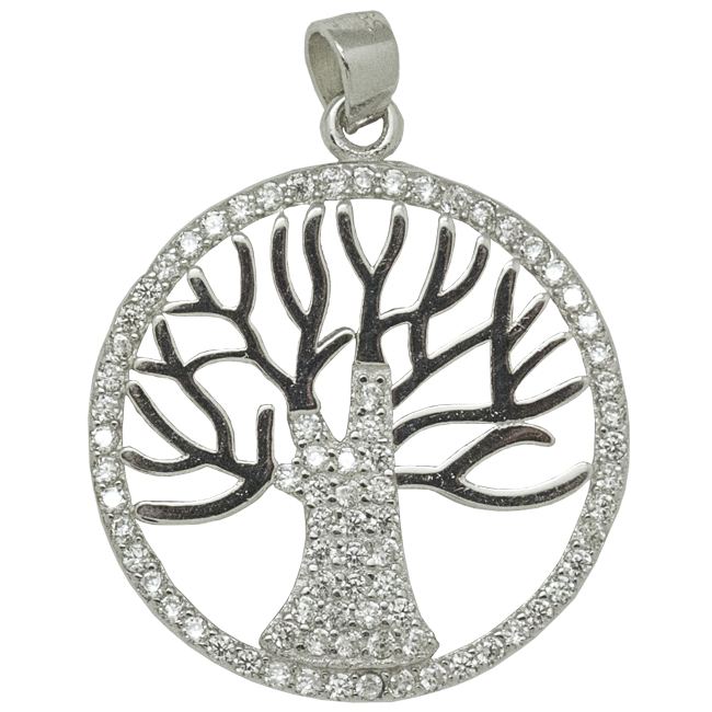 Sterling Silver and Zircon Tree of Life Pendant